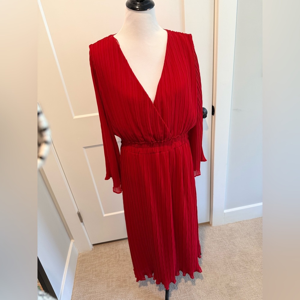 Zara Vibrant Red Long Sleeve Dress